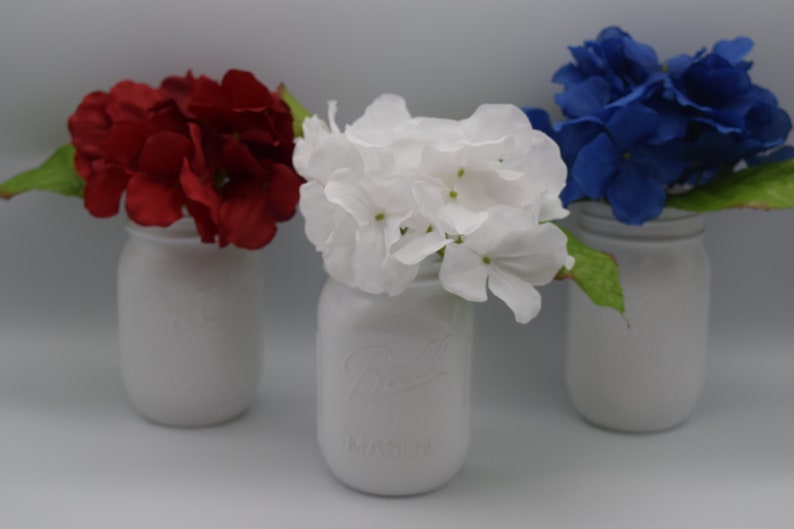 Mason Jar Patriotic Decor Red White &amp; Blue Home Decor Mason - Etsy