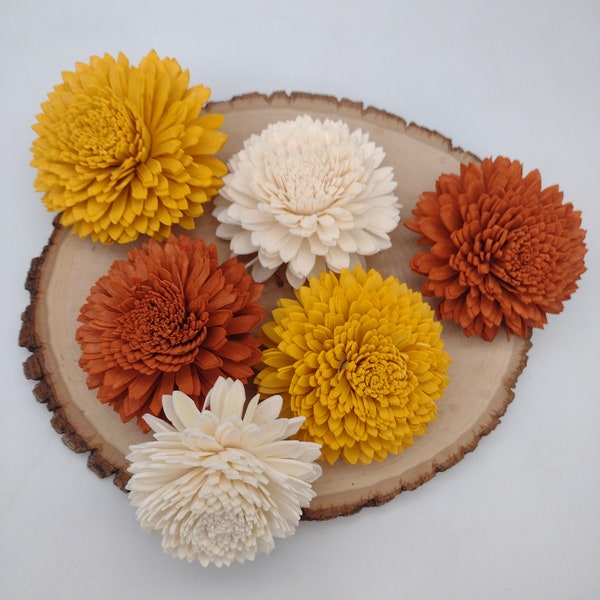 Fall Wooden Flowers, Wood Flower Decor, Bulk Sola Wood Flowers, Burnt Orange & Gold Flowers, Wedding Flowers, Fall Home Decor, Fall Weddings