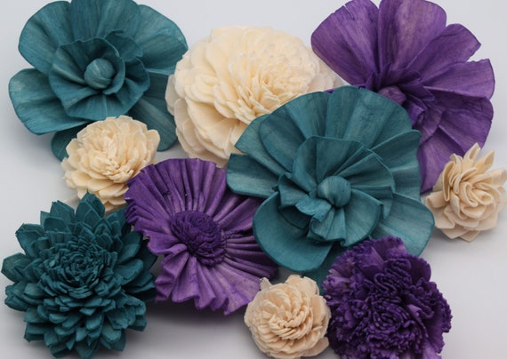 Sola Wood Flowers, Wood Flower Decor, Teal & Purple Sola Flowers