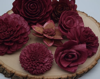 Wine Sola Wood Flowers, Wooden Sola Flowers, Forever Flowers, DIY Crafts, Wine Flowers, Craft Kit, Sola Wood Flower, Burgundy Sola Flowers
