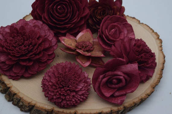 Wine Sola Wood Flowers, Wooden Sola Flowers, Forever Flowers, DIY