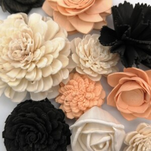 Sola Wood Flowers, Black/Peach/Ivory Wood Flowers, Sola Flowers, DIY Crafts, Craft Kit, Crafts for Home, Kid's Craft Ideas, Sola Craft Kit image 2