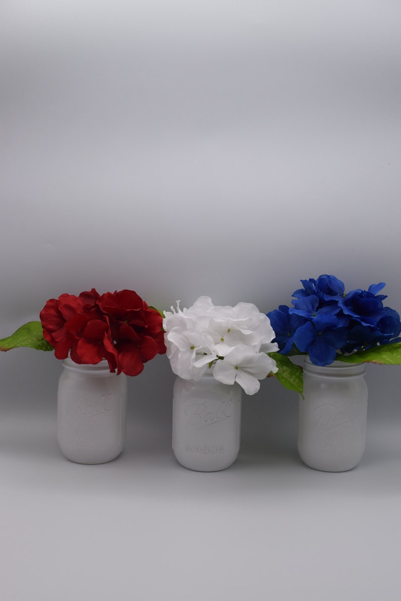 Mason Jar Patriotic Decor Red White &amp; Blue Home Decor Mason - Etsy