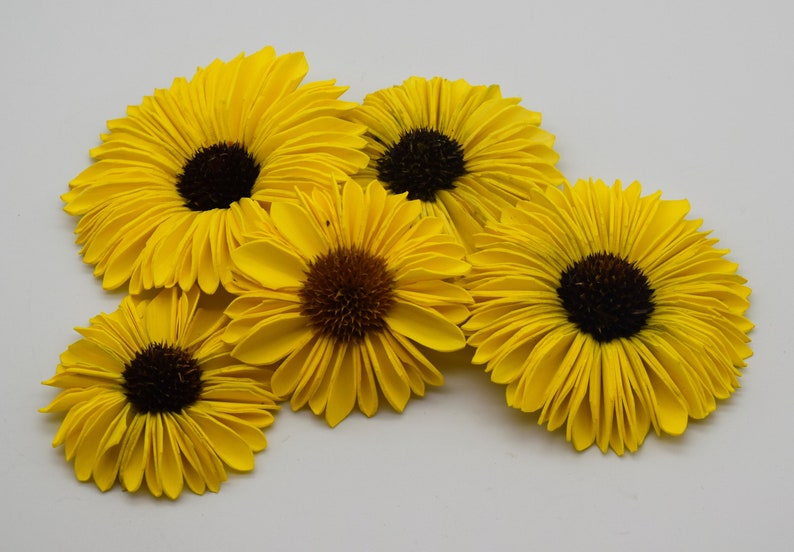 Sunflower Sola Wood Flowers, Wood Flowers, 10 cnt Sunflowers, DIY Crafts, Craft Kit, Crafts for Home, Kid's Craft Ideas, DIY Wedding Flowers image 1