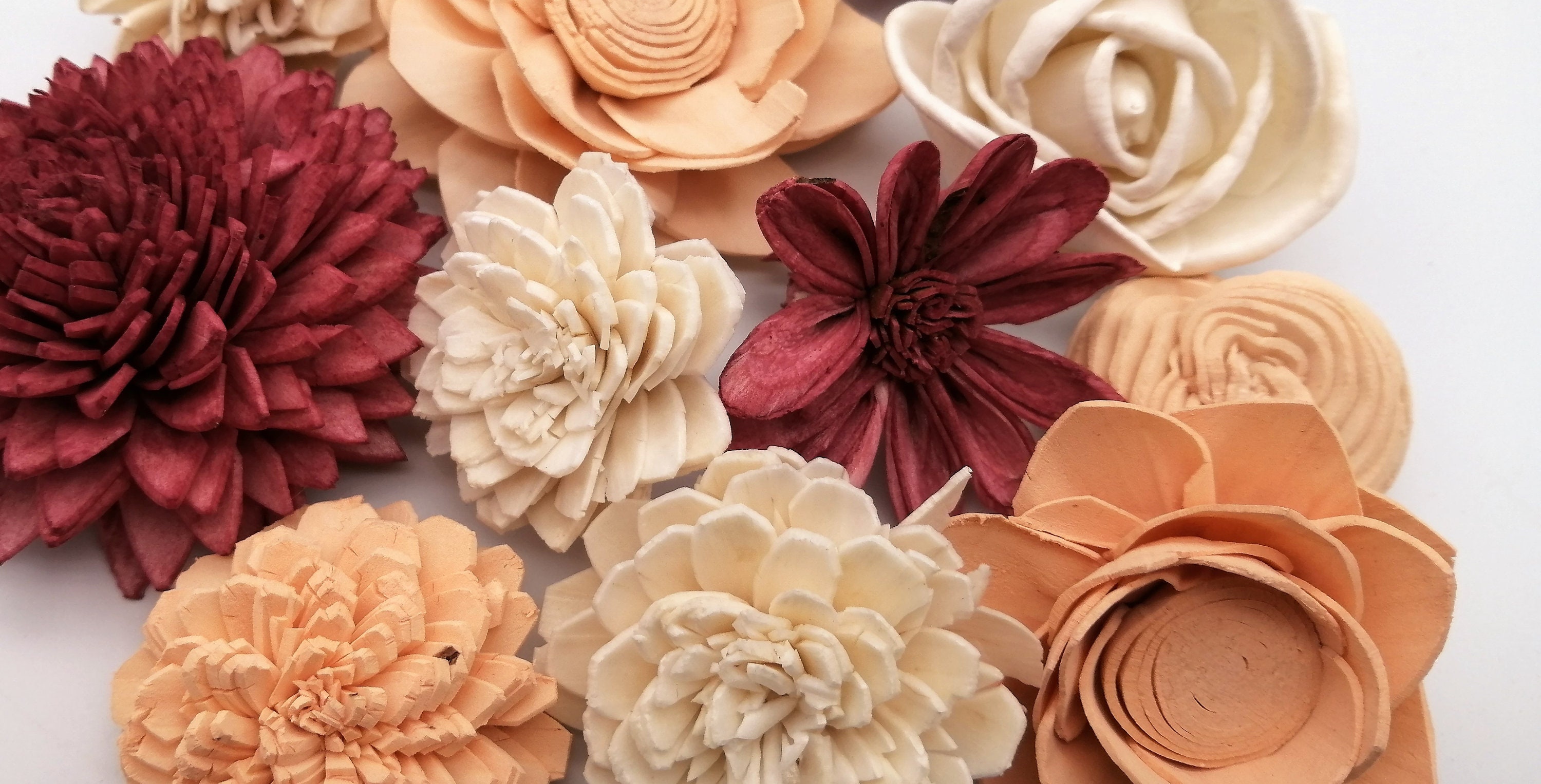 Sola Wood Flowers, Peach/wine/ivory Wood Flowers, Sola Flowers