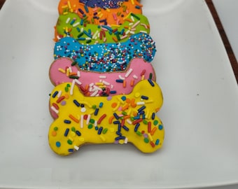 Doggie Cookies 3pk, Homemade Pet Treat, Iced Dog Cookie, Colorful Dog Cookie, Dog Bakery, Pet Treats, Dog Party Favors, Birthday Party Favor