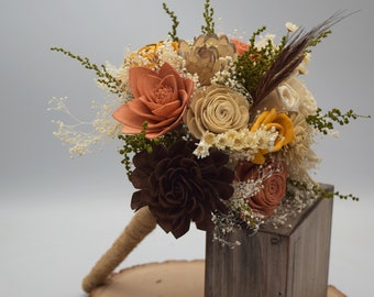 Sola Wood Flower Bouquet, Rustic Wedding Bouquet, Wood Flowers, Bridal Bouquet,  Sola Bouquet, Wedding Flower, Wood Bridal Bouquet