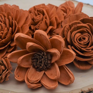 Sola Wood Flowers, Burnt Orange Flowers, DIY Crafts, Craft Kit, Home Decor, Crafts for Adults, Craft Supplies, Burnt Orange Wooden Flowers image 1