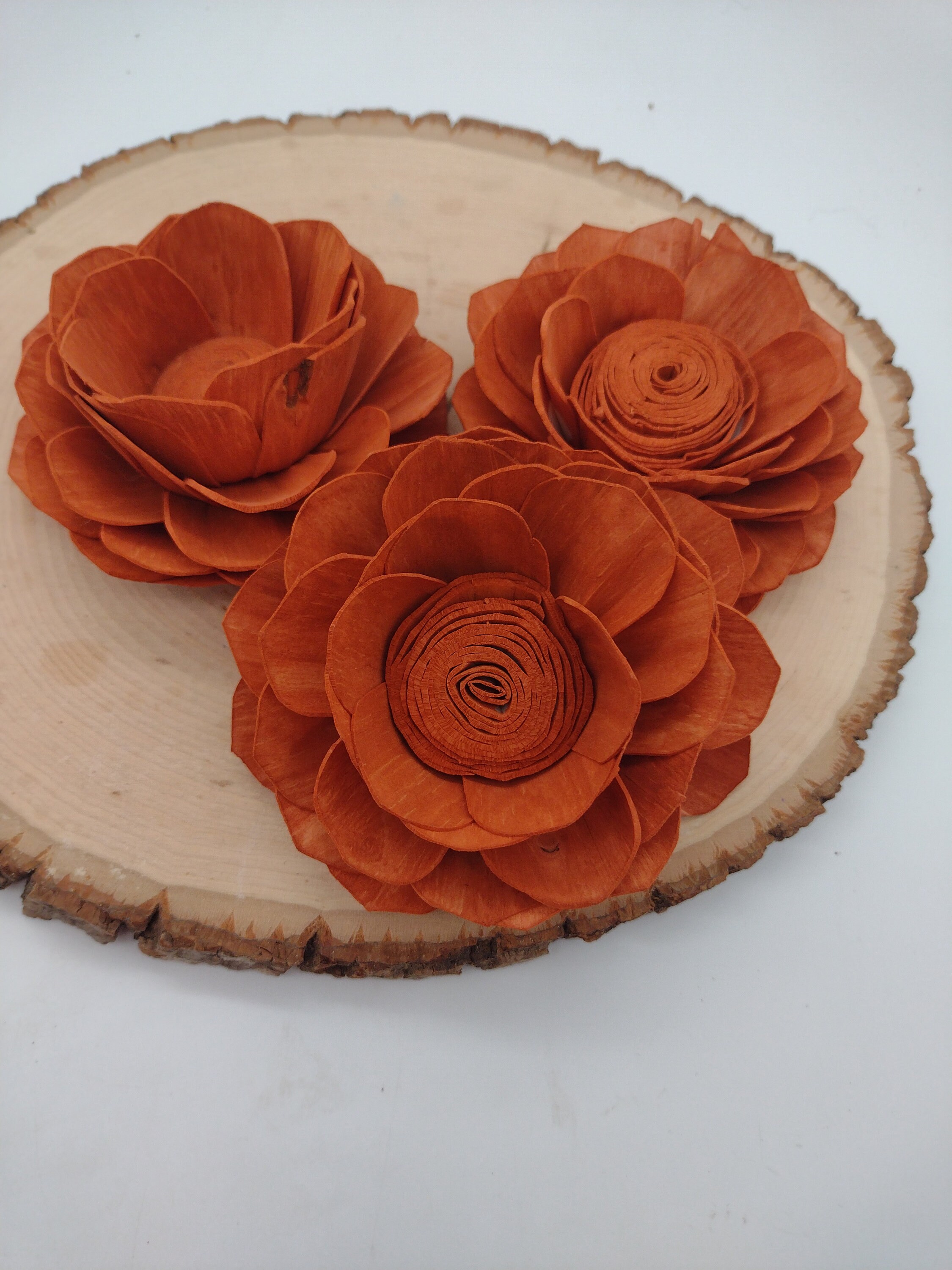 Large Sola Wood Flowers Burnt Orange Flowers Wood Flowers Etsy