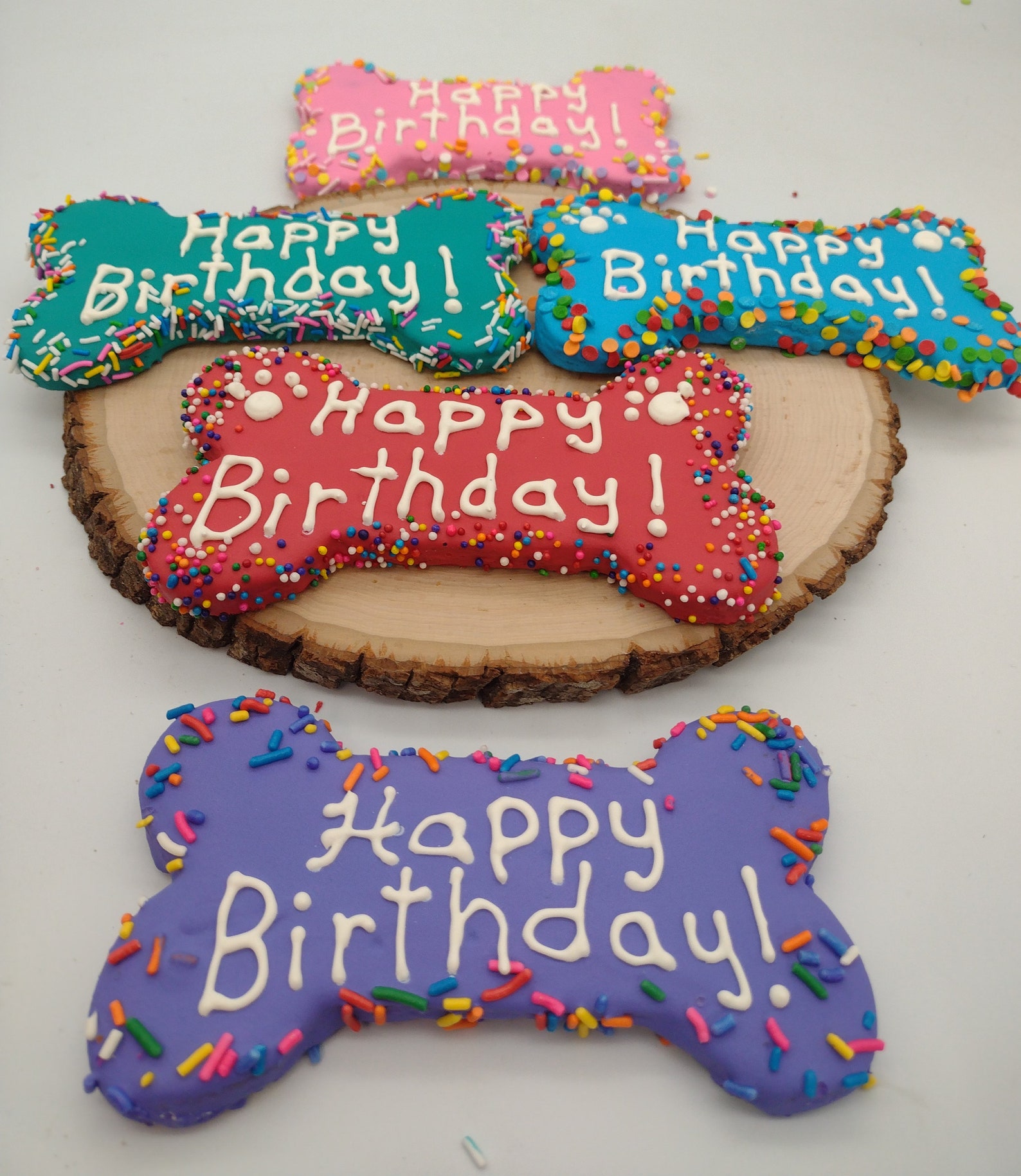 Happy Birthday Dog Bone Large Dog Treat Colorful Birthday Etsy