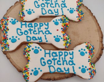 XL Gotcha Day Bone, Gotchaday Treat, Dog Treat, Decorated Cookie, Dog Adoption Treats, Dog Bakery, Happy Adoption Cookies, Gotcha Day Treat