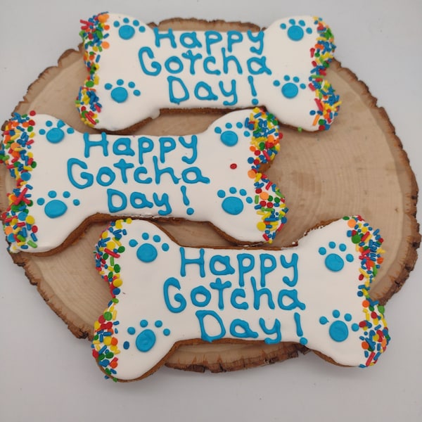 XL Gotcha Day Bone, Gotchaday Treat, Dog Treat, Decorated Cookie, Dog Adoption Treats, Dog Bakery, Happy Adoption Cookies, Gotcha Day Treat