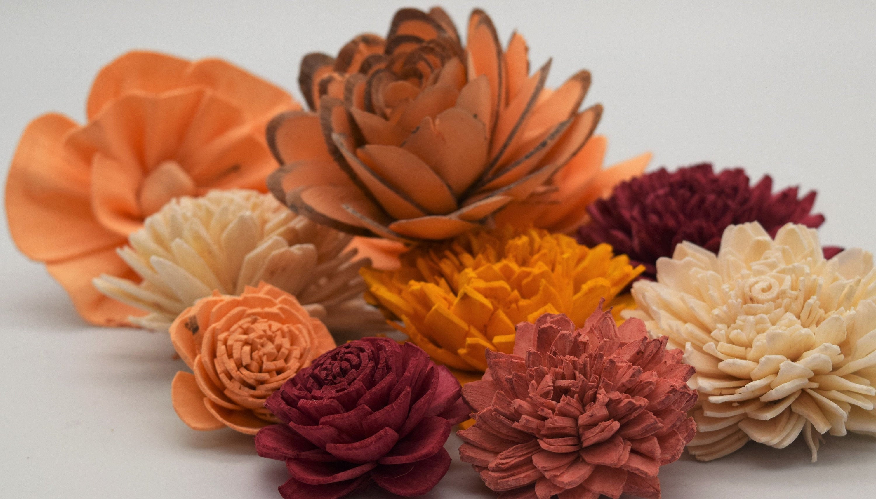 Sola Wood Flowers, Peach/wine/gold/coral/natural Sola Flowers, DIY