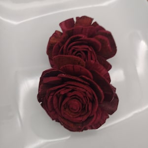 Sola Wood Roses, Wine Flower, Rose Wood Flowers, Burgundy Wood Flower, Bulk Wooden Flower, Wedding Flowers, Cake Toppers, 2" Bulk Sola