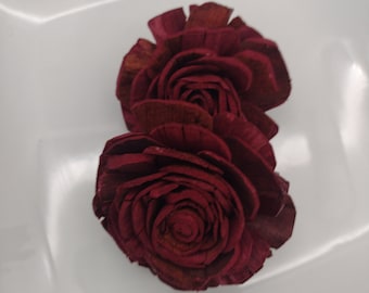 Sola Wood Roses, Wine Flower, Rose Wood Flowers, Burgundy Wood Flower, Bulk Wooden Flower, Wedding Flowers, Cake Toppers, 2" Bulk Sola
