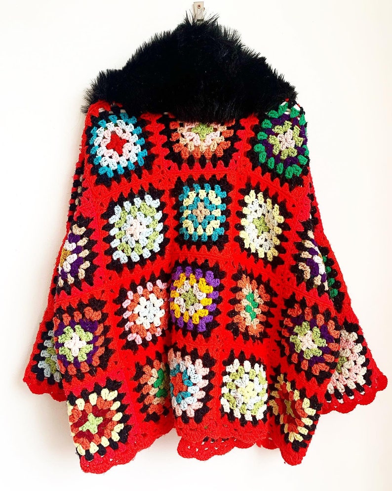 Vintage Afghan Crochet Blanket Jacket Etsy