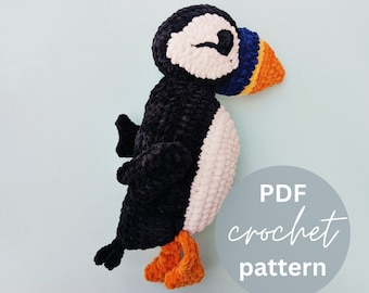 Crochet Puffin Plushie Pattern: Low Sew Amigurumi (PDF Pattern)