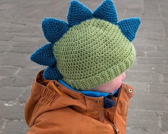 Crochet Dinosaur Beanie: Custom Color Dino Spikes Hat