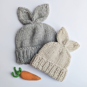 Chunky Bunny Hat All Sizes. Knitting Pattern. Bunny Pattern. Newborn Bunny Hat. Easter Bunny. Toddler Baby Hat. Bunny Beanie. Bunny Ears.