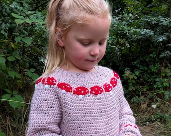 Mushroom Jumper Crochet Pattern: Baby to Child Toadstool Sweater (PDF Pattern)