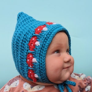 Mushroom Toadstool Pixie Hat, Customisable Colours, Bonnet from Baby, Toddler to Adult