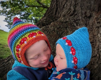 Crochet Mushroom Pixie Hat Pattern: Rainbow Toadstool Bonnet (PDF Pattern)