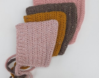 Crochet Pixie Bonnet for Newborn, Baby, Toddler, Child and Adult sizes. Customisable Colours