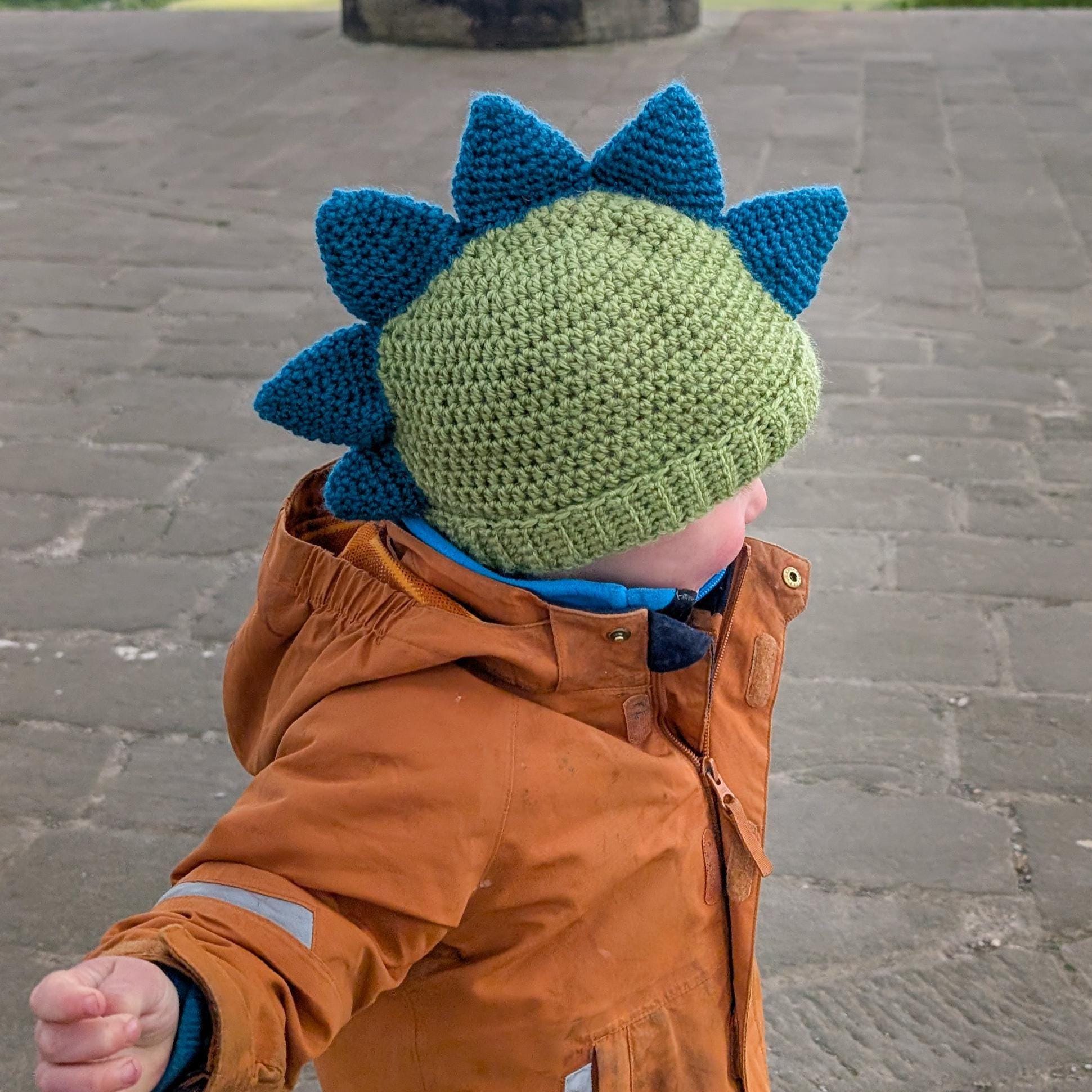 Crochet Dinosaur Beanie: Custom Color Dino Spikes Hat