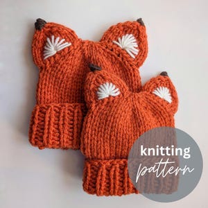 Chunky Knit Fox Beanie Pattern: All Sizes (PDF Pattern)