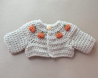 Dinkum Doll Pumpkin Cardigan: Handmade Crochet Doll Clothes