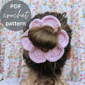 Petal Flower Scrunchie Crochet Pattern, Easy Crochet Pattern, Crochet Scrunchie Boho Floral Pattern in 3 Sizes, PDF pattern Scrunchie