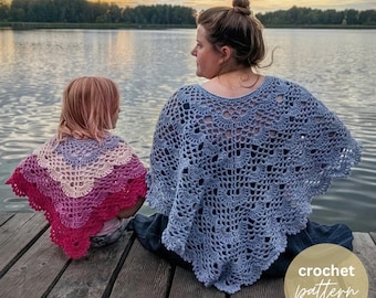Mermaid Poncho Crochet Pattern: Toddler to Adult 3XL Sizes (PDF Pattern)