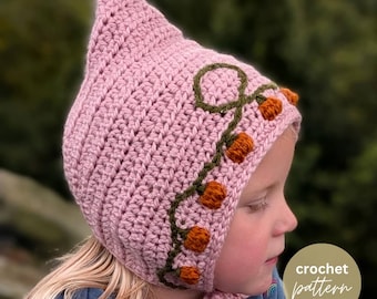 Pumpkin Patch Chunky Pixie Bonnet Crochet Pattern: Baby to Child (PDF Pattern)