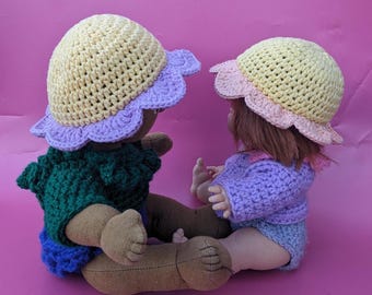 Handmade Crochet Petal Sunhat for Dinkum Dolls: OEKO-TEX Cotton