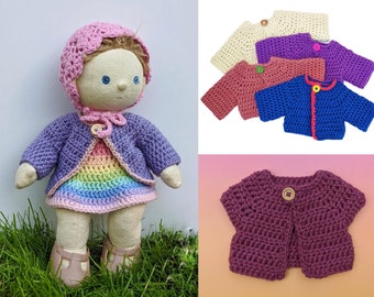 Crochet Cardigan / Dinkum Doll/ Short or Long Sleeve / Crochet Pattern