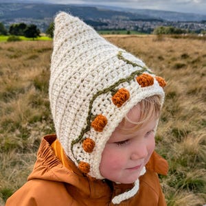 Crochet Pumpkin Patch Pixie Bonnet for Newborn, Baby, Toddler and Child, Custom Colours