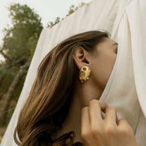 Valentino vintage gold and white clip earrings image 1