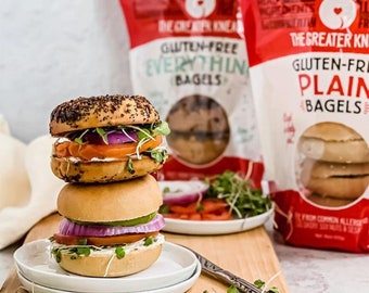 Gluten Free Bagels, 3 Four Packs (12 Total) - Vegan, non-GMO, Top 9 Allergen Free