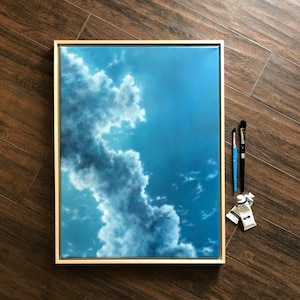 Framed Original Oil Painting Cloud wall art Cloudscape painting Dramatic clouds Atmospheric art Dreamy cloud home decor wall art moody cloud