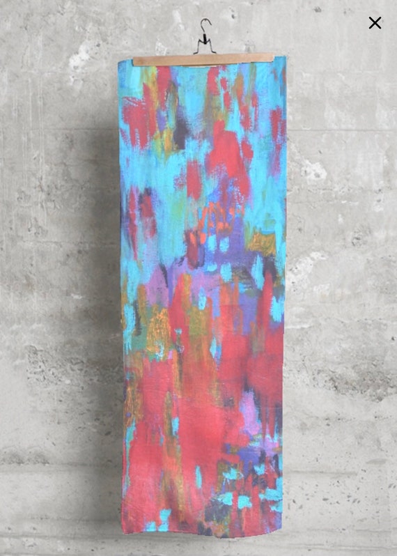 Wearable Art Sheer Scarf: “Spring Colors”