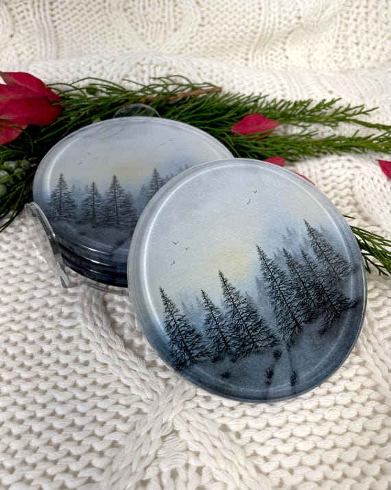 Northwoods Landscape “Stillness of Winter” Acrylic Coasters
