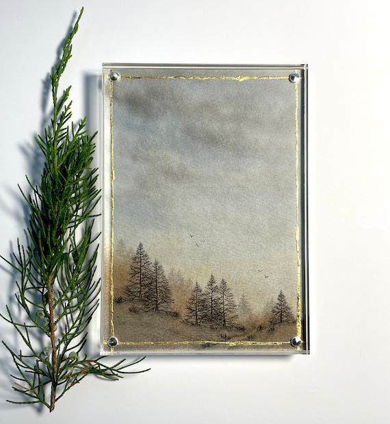 Watercolor Art Mini: Northwoods Landscape Collection with 24k gold leaf accents