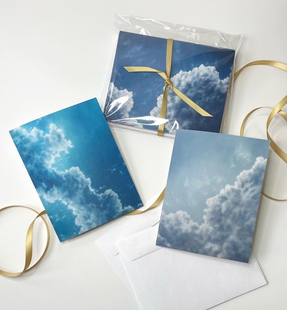 Cloud Note Card Set with a Linen Texture.