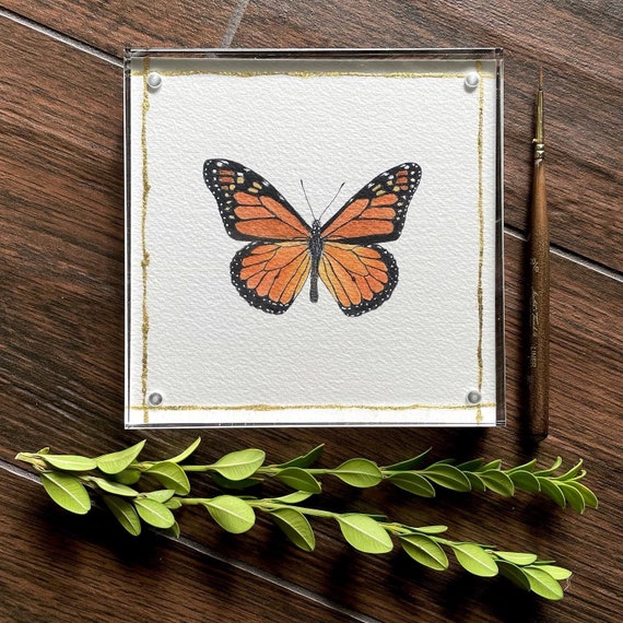 Watercolor Art Mini: “Monarch Butterfly” Collection with 24k gold leaf.