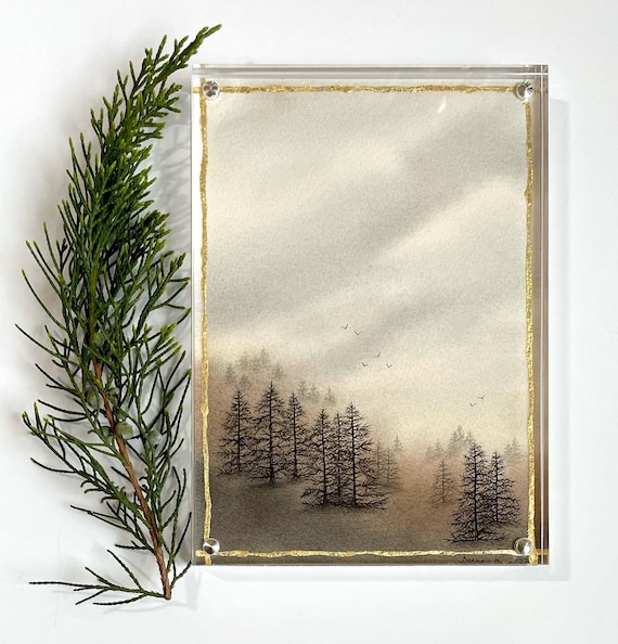 Watercolor Art Mini: Northwoods Landscape Collection with 24k gold leaf accents