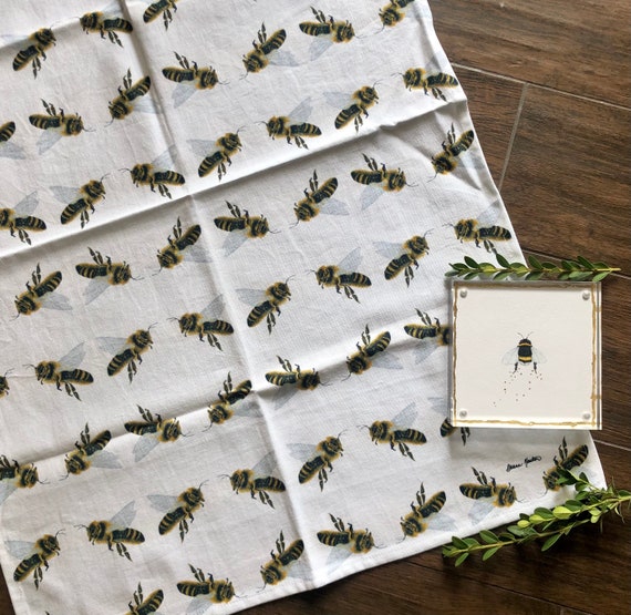 Golden Pollen Bee Tea Towel