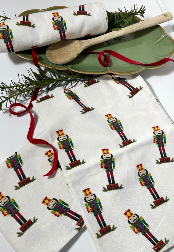 Nutcracker Tea Towel, kitchen tea towel, cotton towel, kitchen decor, holiday decor, nutcracker decor