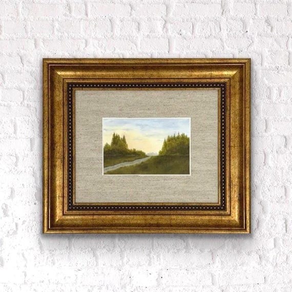 “Through the Evergreens” oil painting