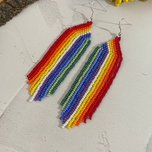 Multicolor Regenbogen Perlen Ohrringe Native Ohrringe Boho Ohrringe Statement Ohrringe Tropfenohrringe Geschenk für sie Süße Ohrringe Trendige Ohrringe