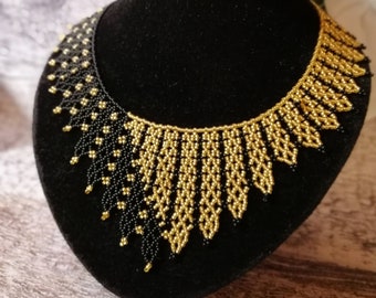 Black gold beaded collar Victorian style RBG Ruth Bader Ginsburg  Dissent collar Black and gold beaded necklace A gift for her Modern style